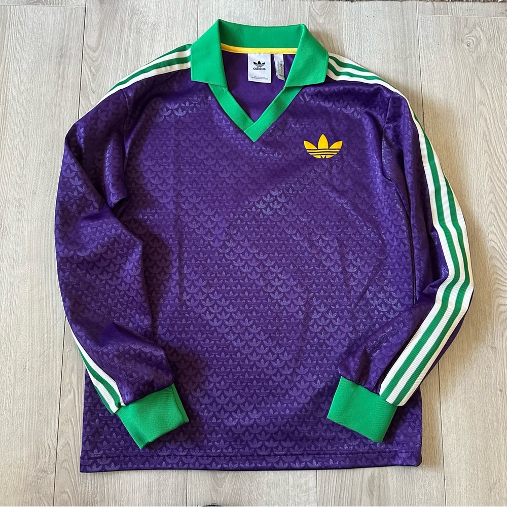 Adidas Green and Yellow Polo with Purple Accents